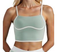 2026 - Débardeur d'entraînement pour femme avec col carré - Soutien-gorge de sport long - Soutien gorge de sport - Haut court de yoga - Bretelles spaghetti - Soutien-gorge intégré - T-shirt d'été pour
