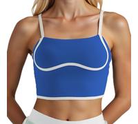 2026 - Débardeur d'entraînement pour femme avec col carré - Soutien-gorge de sport long - Soutien gorge de sport - Haut court de yoga - Bretelles spaghetti - Soutien-gorge intégré - T-shirt d'été pour