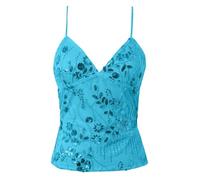 2026 Débardeurs et Hauts d'été légers pour Femmes, Parfaits pour Les Vacances et Les Tenues décontractées, avec des détails Transparents et des Paillettes, Parfaits pour la Mode Printemps-été (Sky BL
