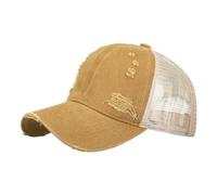 2026 Décontracté Simple Couleur Unie Trous Cassés Casquette en Maille Lavée Chapeau Langue de Canard Protection Solaire Chapeau de Soleil Casquette de Baseball, jaune, taille unique