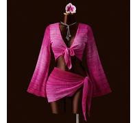 2026 Dernier ensemble de cache-maillot de bain à la mode pour femmes avec texture ombrée, design col ras-du-cou et jupe triangle, essentiel pour l'été, la plage, les fêtes de piscine, doux et sexy L,M