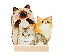2026 Desktop Calendar 13x12x3cm, Monthly Planner with Cats and Dogs Design, Wood and Paper Organizer for Bedroom, Living Room, Kitchen, Apartment, Classroom