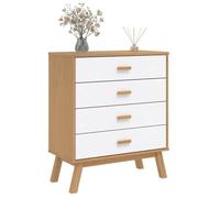 2026 d'été@ Commode Armoire de chambre - JILL'S - Buffet bas à tiroirs - OLDEN blanc et marron - Bois de pin solide LH4139