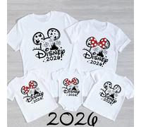 2026 Disney Trip Mickey Minnie Mouse famille chemises assorties coton papa maman Bro Sis enfants t-shirt bébé barboteuses correspondant vêtements noir