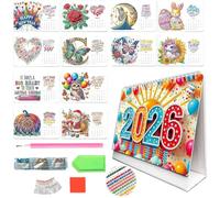 2026 DIY Special Shape Desktop Diamond Standing Calendar, DIY 3D Diamond Desk Calendar, 12-Months Desk Calendars Ornament, for Home Office Planning, Craft Decoration (A)