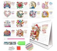 2026 DIY Special Shape Desktop Diamond Standing Calendar, DIY 3D Diamond Desk Calendar, 12-Months Desk Calendars Ornament, for Home Office Planning, Craft Decoration (D)