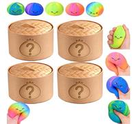 2026 Dumpling Mystery Box Tie Dye Texture 2/4 Pack,Soft Squeeze Decompression Dough for Adults Office Home Desk (4PCS)