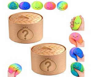 2026 Dumpling Mystery Box Tie Dye Texture 2/4 Pack,Soft Squeeze Decompression Dough for Adults Office Home Desk (2PCS)