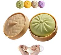 2026 Dumpling Squishy, Dumpling Squishy Toy with Steamer Box, Soft Stress Relief Fidget Ball for Kids and Adults, Soft Squeeze Decompression Dough (Green)