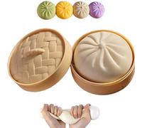 2026 Dumpling Squishy, Dumpling Squishy Toy with Steamer Box, Soft Stress Relief Fidget Ball for Kids and Adults, Soft Squeeze Decompression Dough (White)