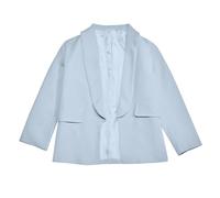 2026 - Écharpe à manches longues pour fille - Costume formel - Veste ouverte à l'avant - Poche intérieure pour enfants - Chemisiers pour cérémonie d'adolescence fille, bleu clair, 3-4 ans