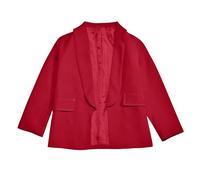 2026 - Écharpe à manches longues pour fille - Costume formel - Veste ouverte à l'avant - Poche intérieure pour enfants - Chemisiers pour cérémonie d'adolescence fille, rouge, 11-12 ans