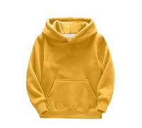 2026 Enfant Enfant Enfant Garçon Fille Solide Manches Longues Patchwork avec Épais Chaud Sweatshirt Pullover Blouse Tops Tenues Vêtements, jaune, 6-8 ans
