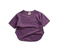 2026 Enfant Fille Garçon Short Classique Ample Court Doux Manches Courtes Solide T-shirt Tops Vêtements, lilas, 2 ans