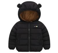 2026 Enfants Garçons Doudoune Manteau Chaud avec Doublure Polaire Épais Fermeture Éclair pour Tout-petits Enfants Jouer en Plein Air, Noir , 2-3 ans