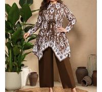 2026 Ensemble de bikini pour femmes grandes tailles avec imprimé numérique, style décontracté vacances style Moyen-Orient, design ceinture taille, printemps/été 0XL,1XL,2XL,3XL,4XLImprimés aléatoiresÉ