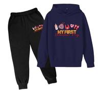 2026 - Ensemble de chandail à capuche pour enfants - Automne et hiver - Imprimé sur sous-vêtements - Décontracté - Mignon - Manches longues (5), beige, 3-4 ans