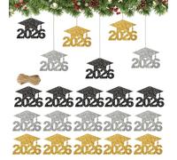 2026 Étiquette de Diplôme | 24 Pièces de Tags de Chapeau Étincelants | Décorations de Graduation | Pour projets artisanaux de table, centres de table, vases, bocaux et classes
