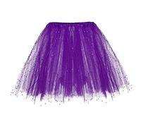 2026 Europe et États-Unis Jupe tutu trois couches adulte demi shaggy Highlights Glitter Hot, violet, Taille unique