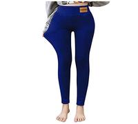 2026 Femmes Automne Hiver Pantalon Élastique Solide Couleur Entraînement Accueil Chaud Élastique Taille Peluche Chaud Épais Pantalon, Marine, S