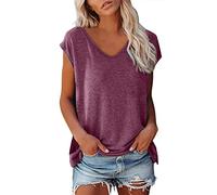 2026 - Femmes Casquette Manches Longues Été Casual Tops Col V Couleur Unie Chemises Décontractées Loose Fit Blouse Femme Haut à Manches Longues, rouge, XL