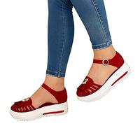 2026 Femmes Chic Gladiateur Confortable Sandale Découpe String Sandales Vintage Décontracté Dos Zip Plat Talon Clip-Toe Chaussures, Rouge, US11/EU43
