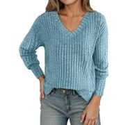 2026 Femmes Couleur unie Mode Casual Loose Long Bureau Femmes Col Rond Acrylique Coupe Week-end Demi-Zip Polaire Pull Thermique Superposition, bleu ciel, 3XL