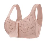 2026 - Femmes Full Cup Imprimé Mince Sous-vêtements Grande Taille Bouton Avant Sans Fil Sport Soutien-gorge en Dentelle Couverture Poitrine Grand Ensemble Soutien-gorge Femmes, b, 100