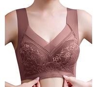 2026 - Femmes Full Cup Mince Sous-vêtements Grande Taille Soutien-gorge de Sport sans Fil Dentelle Couverture Poitrine Bonnet Grand Gilet BHS Vêtements de Sport Femmes Ensemble Fitness, kaki, 3XL