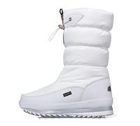 2026 Femmes Hiver Couleur unie Semelle épaisse et bottes à talon bloc de cheville en daim par temps froid promenade chien motard femme semelle épaisse à crampons boucle fermeture éclair, blanc, 38.5