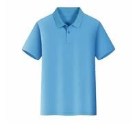 2026 - Femmes Hommes Été Respirant Mode Travail Décontracté Bouton Down Couleur Unie Chemise à Manches Courtes T-shirt Top Femme Élégant Chemisier, bleu ciel, L