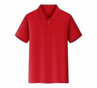 2026 - Femmes Hommes Été Respirant Mode Travail Décontracté Bouton Down Couleur Unie Chemise à Manches Courtes T-shirt Top Femme Élégant Chemisier, rouge, L