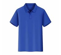 2026 - Femmes Hommes Été Respirant Mode Travail Décontracté Bouton Down Couleur Unie Chemise à Manches Courtes T-shirt Top Femme Élégant Chemisier, bleu, L