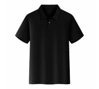 2026 - Femmes Hommes Été Respirant Mode Travail Décontracté Bouton Down Couleur Unie Chemise à Manches Courtes T-shirt Top Femme Élégant Chemisier, Noir , XL