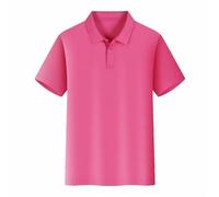 2026 - Femmes Hommes Été Respirant Mode Travail Décontracté Bouton Down Couleur Unie Chemise à Manches Courtes T-shirt Top Femme Élégant Chemisier, Rose, S