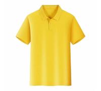 2026 - Femmes Hommes Été Respirant Mode Travail Décontracté Bouton Down Couleur Unie Chemise à Manches Courtes T-shirt Top Femme Élégant Chemisier, jaune, S