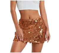 2026 Femmes Party Paillettes Crayon Mid Jupe Taille Élastique Y 2K Hanche Wrap Mini Jupe Clubwear Ballet Tulle, or, M