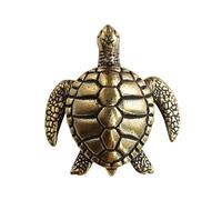 2026 Figurine en laiton « Long Life » - Tortue - Feng Shui pour une longue durée de vie dans le salon ou (kaki, 4 x 4,5 cm)