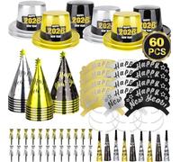 2026 Fournitures de Fête du Nouvel An Nouveau, ensemble décoratif avec franges du Nouvel An, chapeau avec feuille, franges,Bandeau de Cheveux Tiara avec pour célébration Happy New Year
