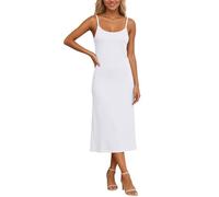 2026 Générique Chemise de nuit réglable à bretelles spaghetti Chemise de nuit douce et col rond pour un sommeil confortable, Blanc., XXL