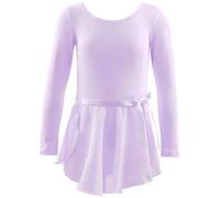 2026 Generisch Robe de danse à manches longues pour fille Maillot de ballet 2 pièces pour pratique de spectacle et concert, Violet clair, 5-6 ans