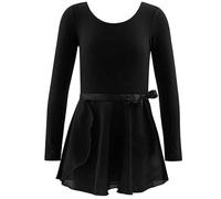 2026 Generisch Robe de danse à manches longues pour fille Maillot de ballet 2 pièces pour pratique de spectacle et concert, Noir , 5-6 ans