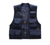 2026 Gilet de pêche pour homme, gilet de voyage utilitaire avec poches, travail en plein air, photo, nœud papillon cargo, gilet d'été, bleu, M