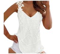 2026 Gilet sans Manche Femme Col en V- Caraco Femme Dentelle Épissage Creuse Sexy Casual Chic Belle Élégants Débardeur Couleur Unie Confortable Ample Fluide Doux Camisole Tous Les Jours Passe-Partout