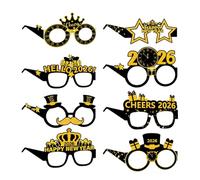 2026 Glasses New Years - 8 Pieces Party Photo Booth Props for Teens Adults | Paper with Holiday Celebration Design, Fun Eyeglasses for Attendees Hosts Guests Night Dinner