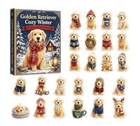 2026 Golden Retriever Christmas s- 24-Day Holiday | 24-Day Christmas Countdown Box, Includes 24 2D Flat Acrylic Golden Retriever Ornaments, Compact 10.2" x 7.1" x 1.2"