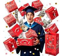 2026 Graduation Surprise Explosion Gift Box, Pop up Cash Money Holder, DIY Bouncy Confetti Card, Folding Explosion Graduation Money Packaging, For Graduation Ceremonies, Senior Nights (Red, 16Layer)