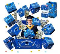 2026 Graduation Surprise Explosion Gift Box, Pop up Cash Money Holder, DIY Bouncy Confetti Card, Folding Explosion Graduation Money Packaging, For Graduation Ceremonies, Senior Nights (Blue, 18Layer)