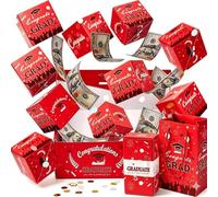 2026 Graduation Surprise Pop Up Gift Box, DIY Exploding Money Holder for Cash, Bouncy Cubes Cards with Gift Bag, Creative Party Favor for High School College Grad (12PCS-A)