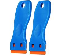 2026 Grattoir pour plaque vitrocéramique avec 10 lames en plastique, grattoir de cuisine et grattoir de nettoyage pour surfaces, étiquettes, autocollants, autocollants pour verre, bleu (1 pièce)